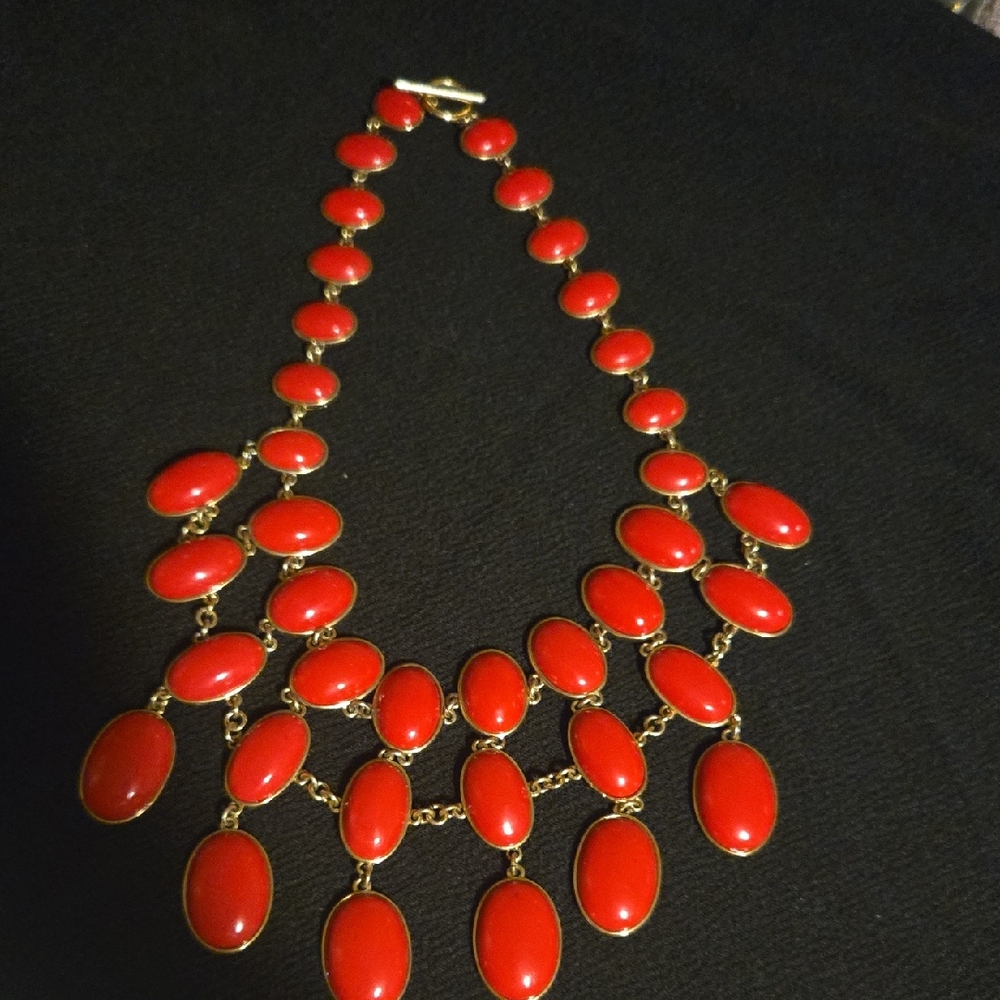 CACHE Red Gold Tone Necklace